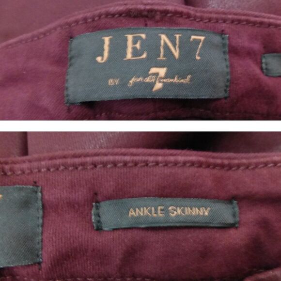 NWT Jen7 by 7 For All Mankind Coated Ankle Skinny Jeans Wine (Plus Size Fashion) - Picture 5 of 11